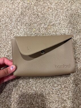 Bamford Taupe Leather Envelope Clutch
